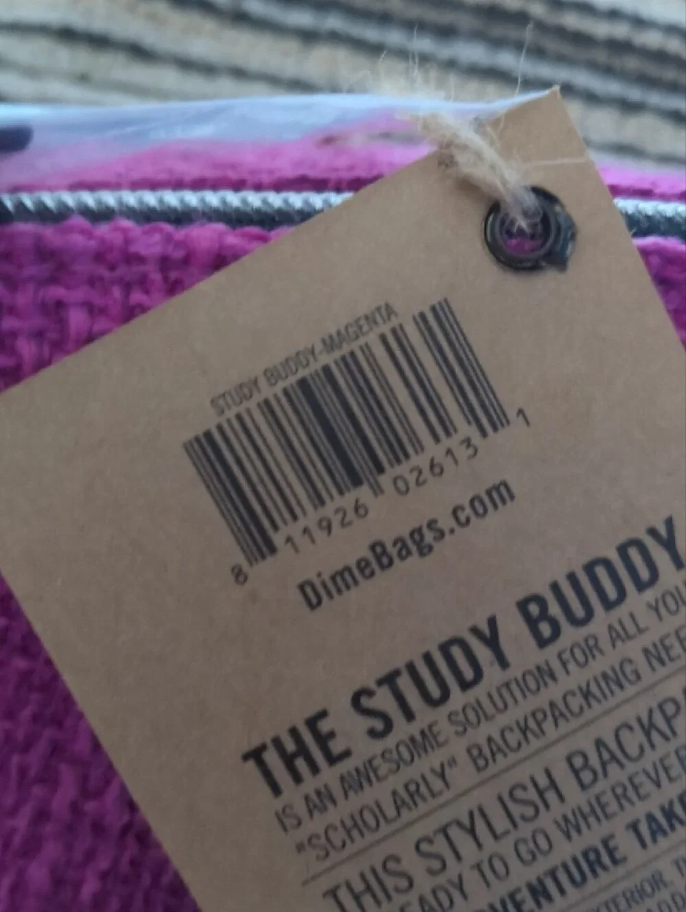 Dime Bag Study Buddy Magenta Hemp Backpack